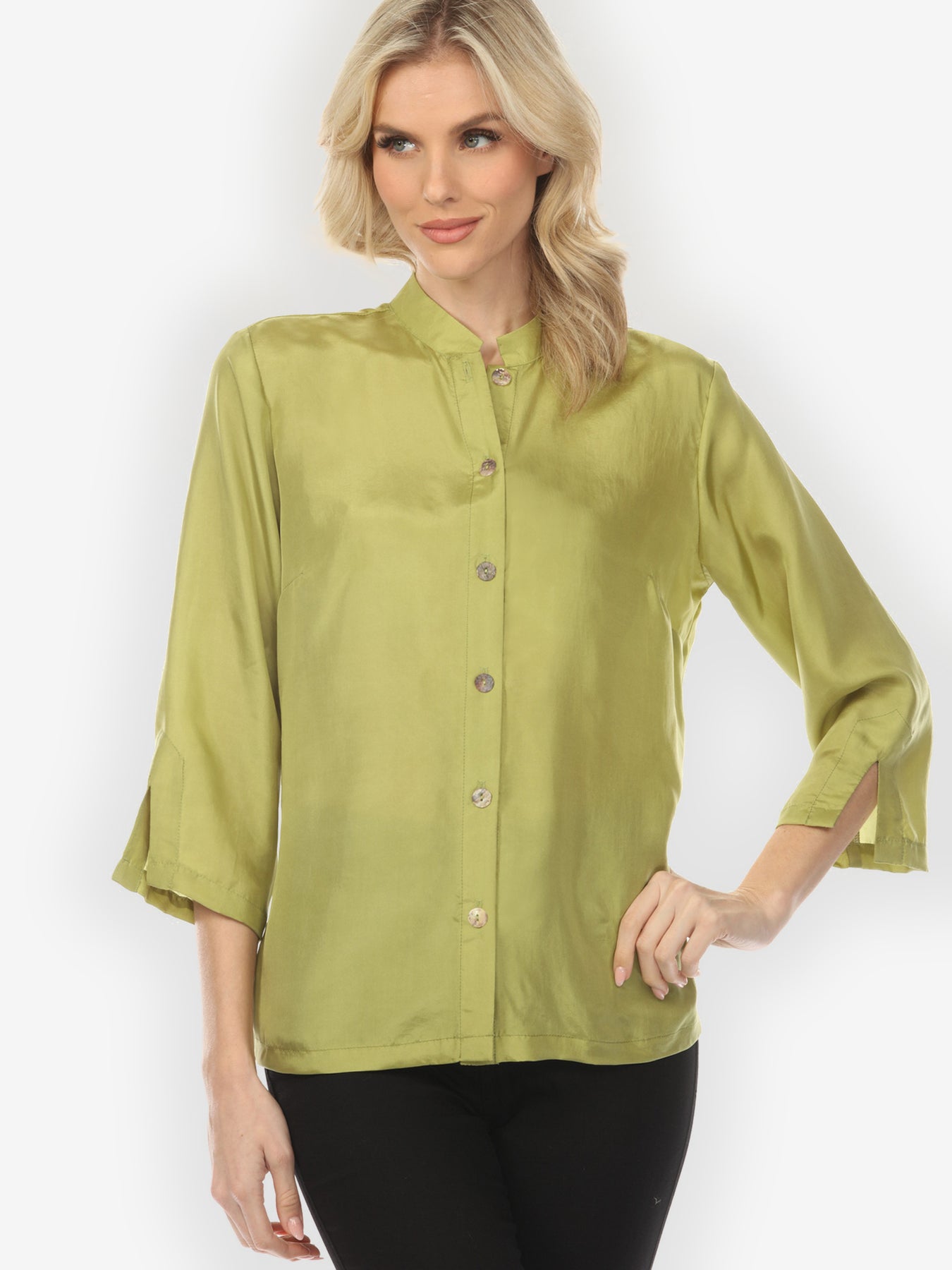 Solid Silk Lime Green Blouse – CITRON CLOTHING