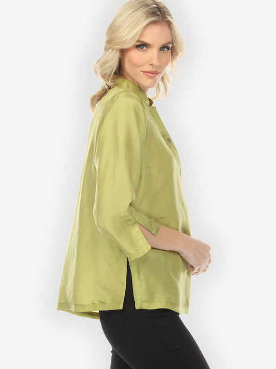 Solid Silk Lime Green Blouse