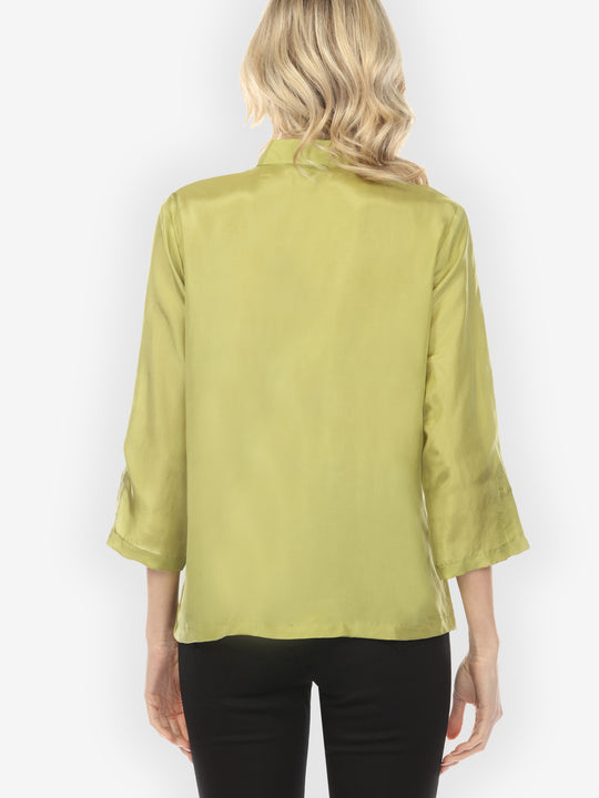 Solid Silk Lime Green Blouse