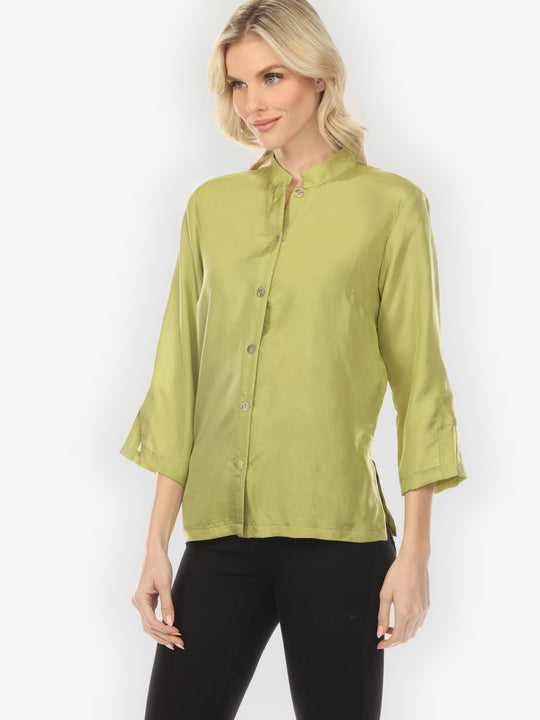 Solid Silk Lime Green Blouse