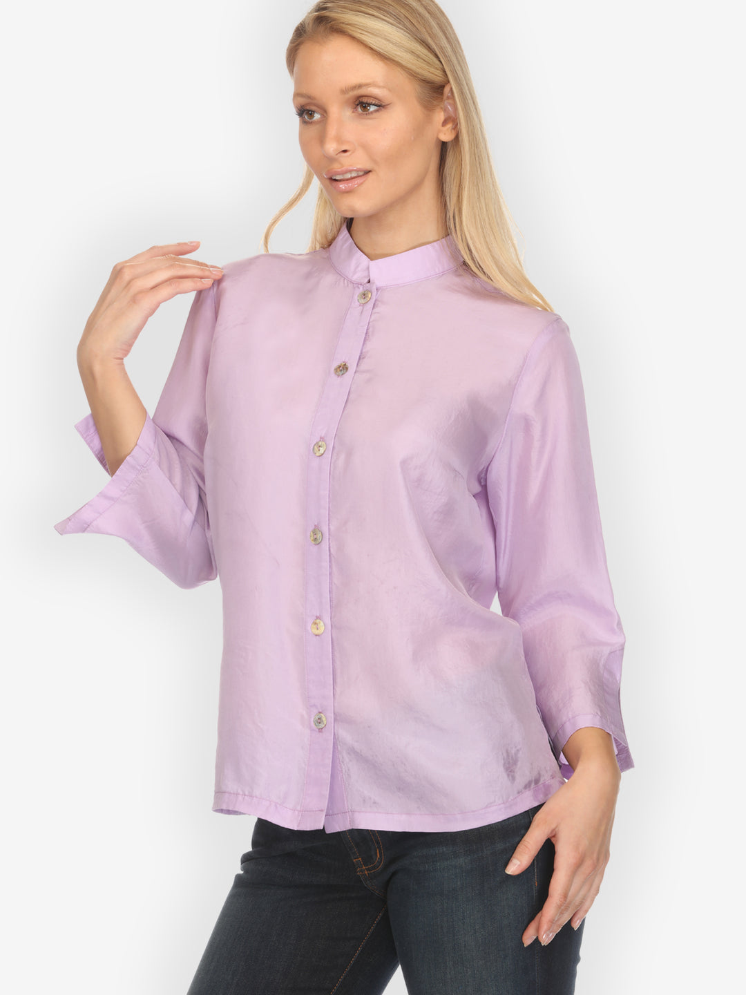Solid Silk Light Lavender Blouse