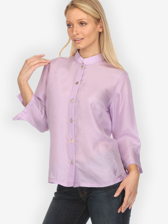 Solid Silk Light Lavender Blouse