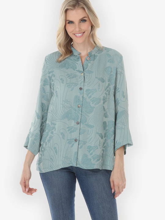 Solid Silk in Soft Teal Mint Blouse
