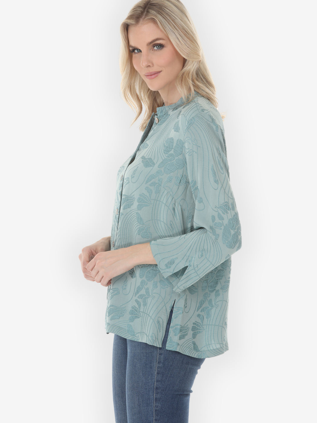 Solid Silk in Soft Teal Mint Blouse