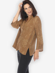 Solid Bronze Silk Blouse