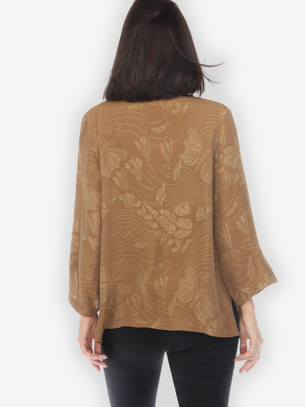 Solid Bronze Silk Blouse