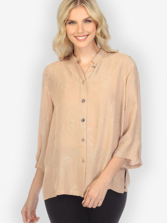 Solid Caramel Silk Blouse