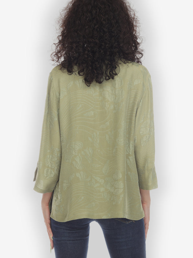 Solid Olive Silk Blouse