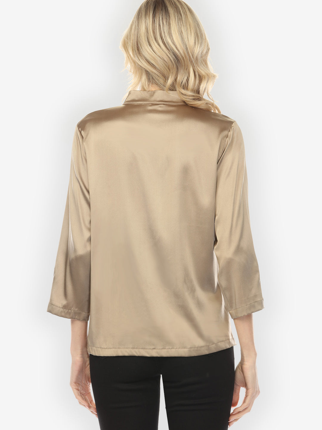 Solid Silk Satin Dark Champagne Blouse