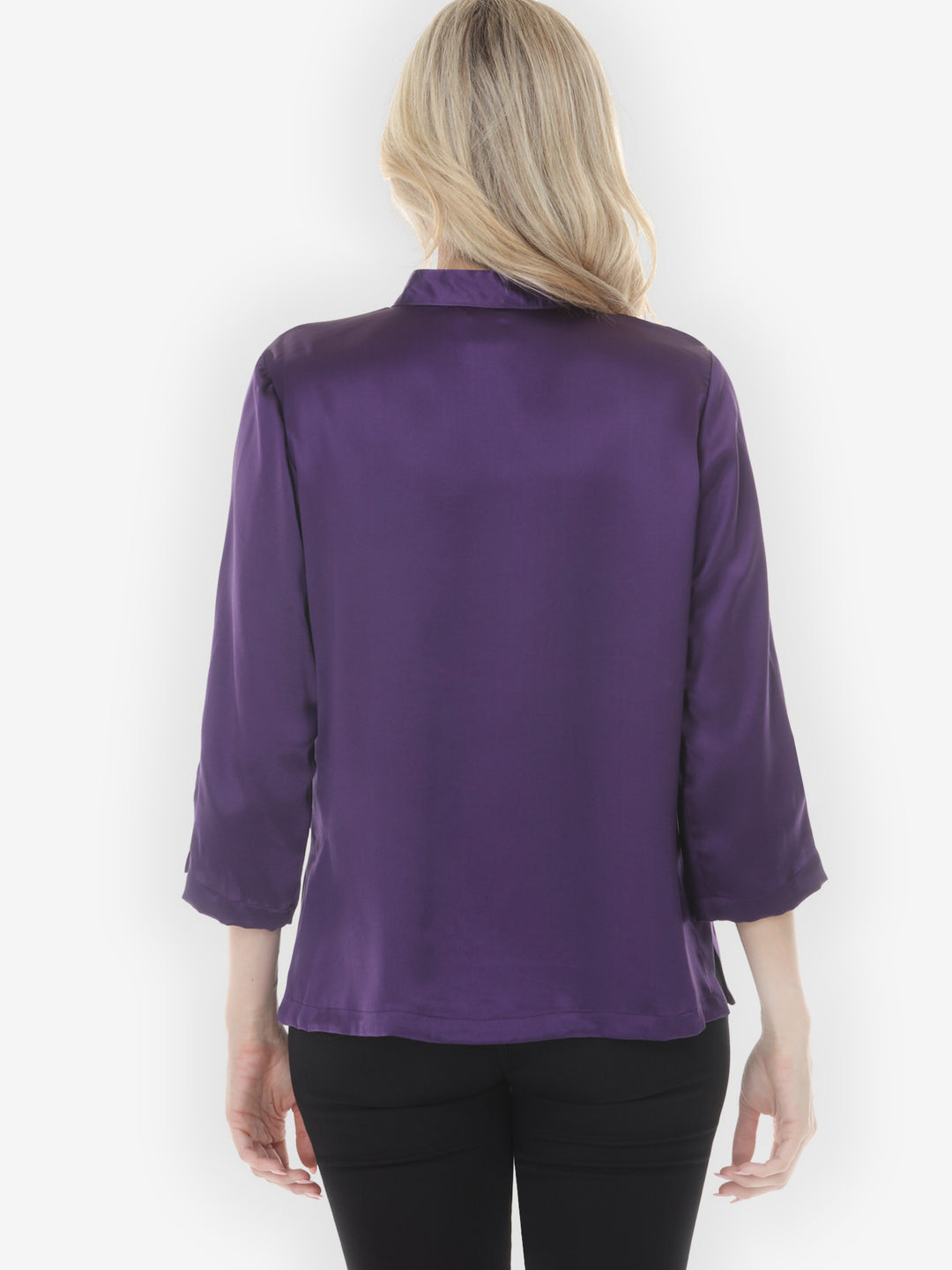 Solid Silk Satin in Royal Purple Silk Blouse