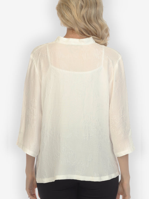 Solid White Silk Blouse