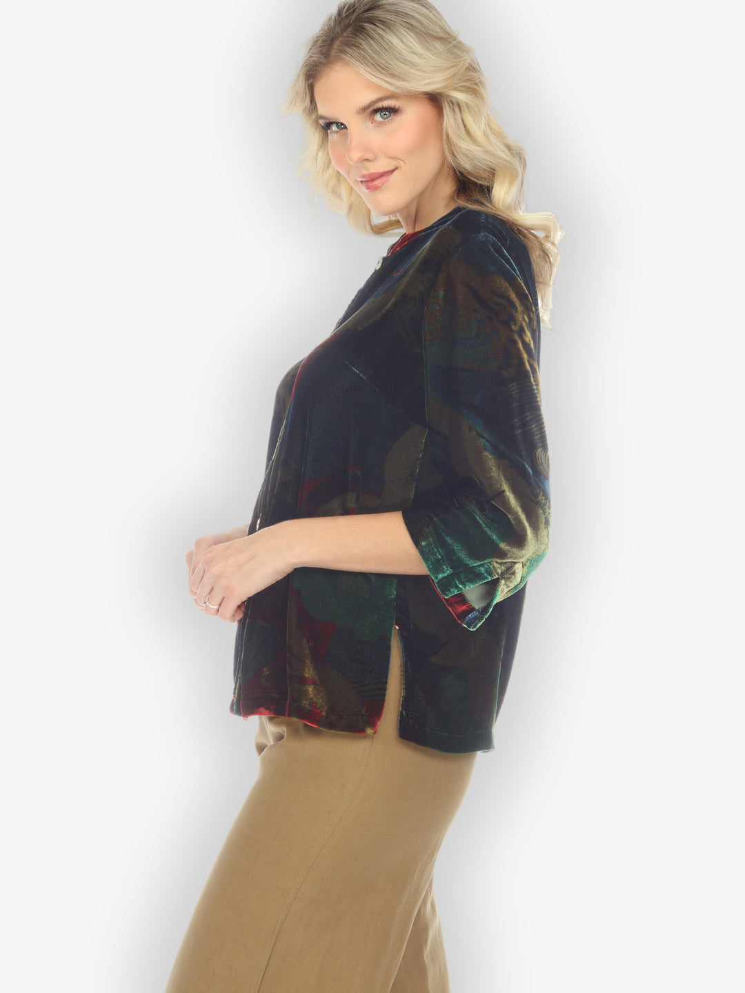Sun Wave Crane Velvet Hand Dyed Blouse