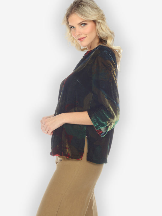 Sun Wave Crane Velvet Hand Dyed Blouse