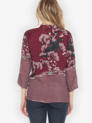 True Cranberry Shibori Silk Blouse - M