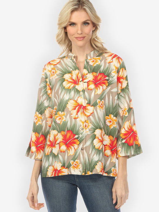 Tropical Hibiscus Garden Blouse