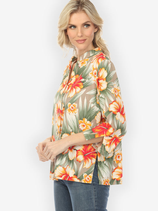 Tropical Hibiscus Garden Blouse