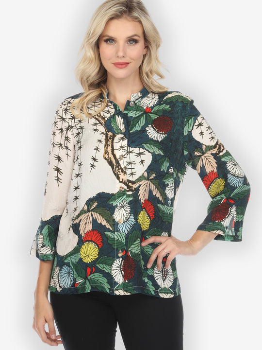 Umbrella Flowers Silk Blouse