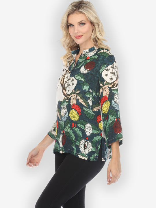 Umbrella Flowers Silk Blouse