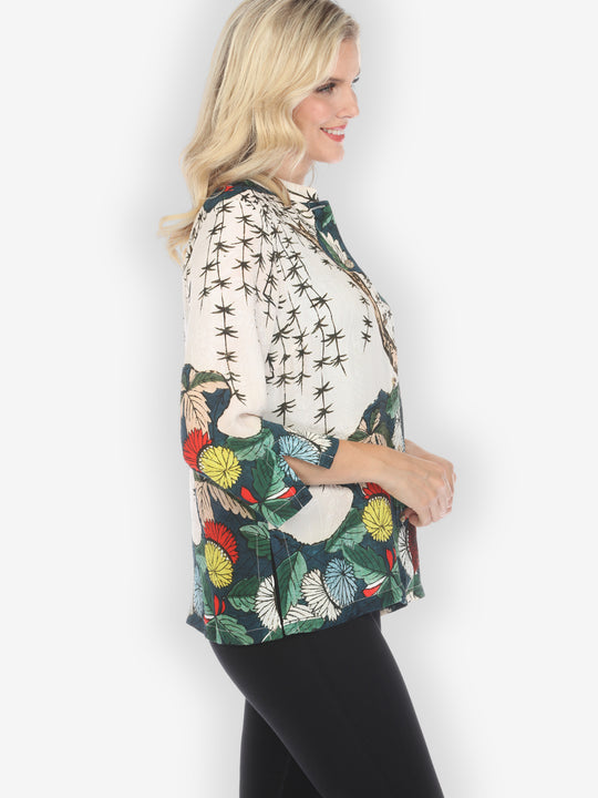 Umbrella Flowers Silk Blouse