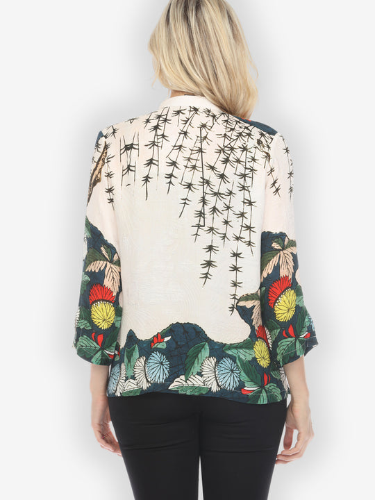 Umbrella Flowers Silk Blouse