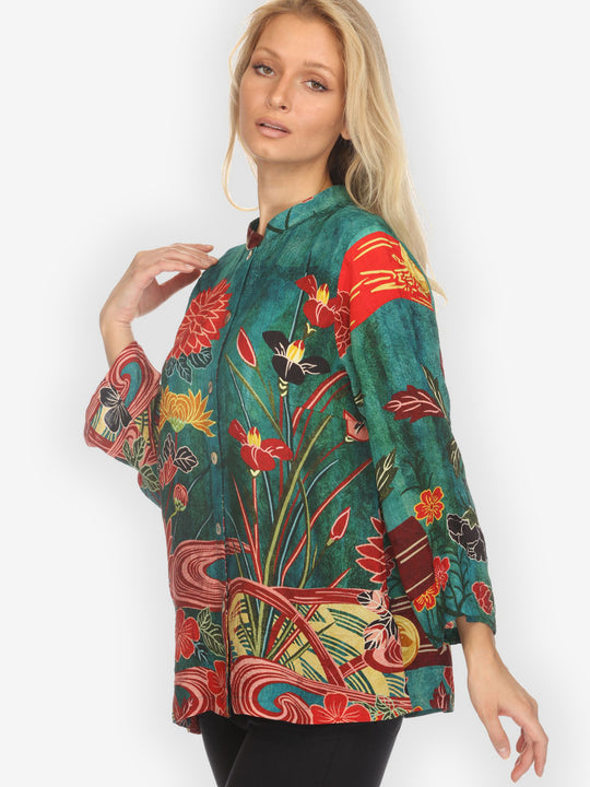 Underwater Garden Silk Blend Blouse