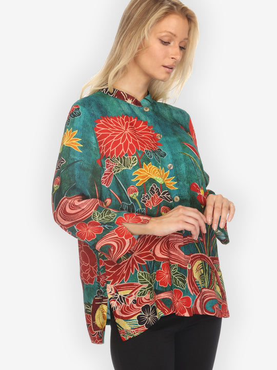 Underwater Garden Silk Blend Blouse