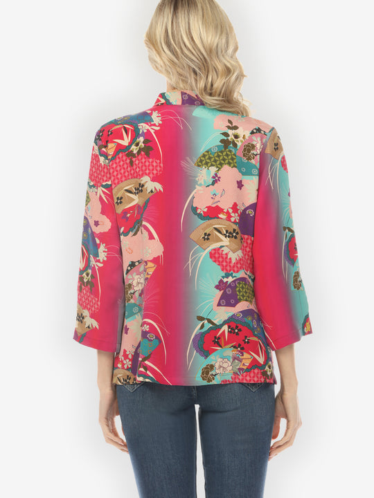 Vintage Japan Deep Pink Silk Blouse - S