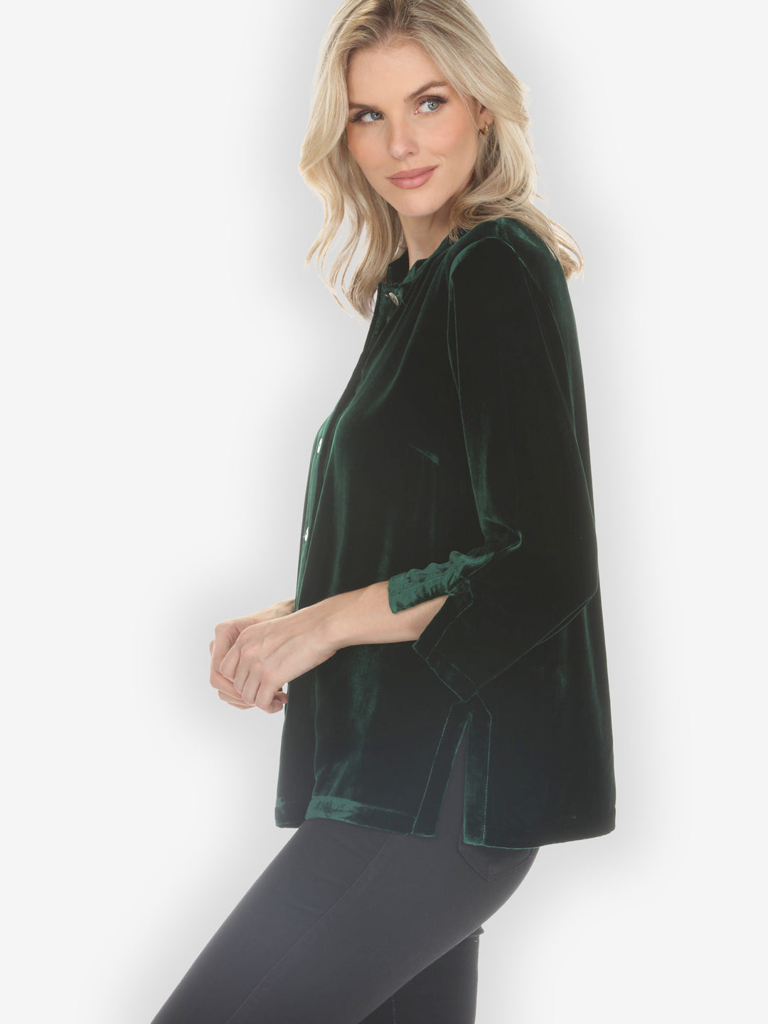 Solid Velvet Dark Forest Green Blouse
