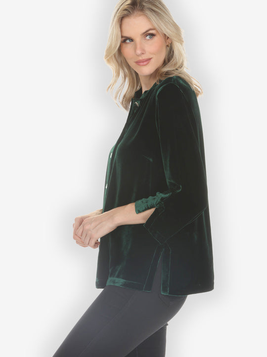 Solid Velvet Dark Forest Green Blouse