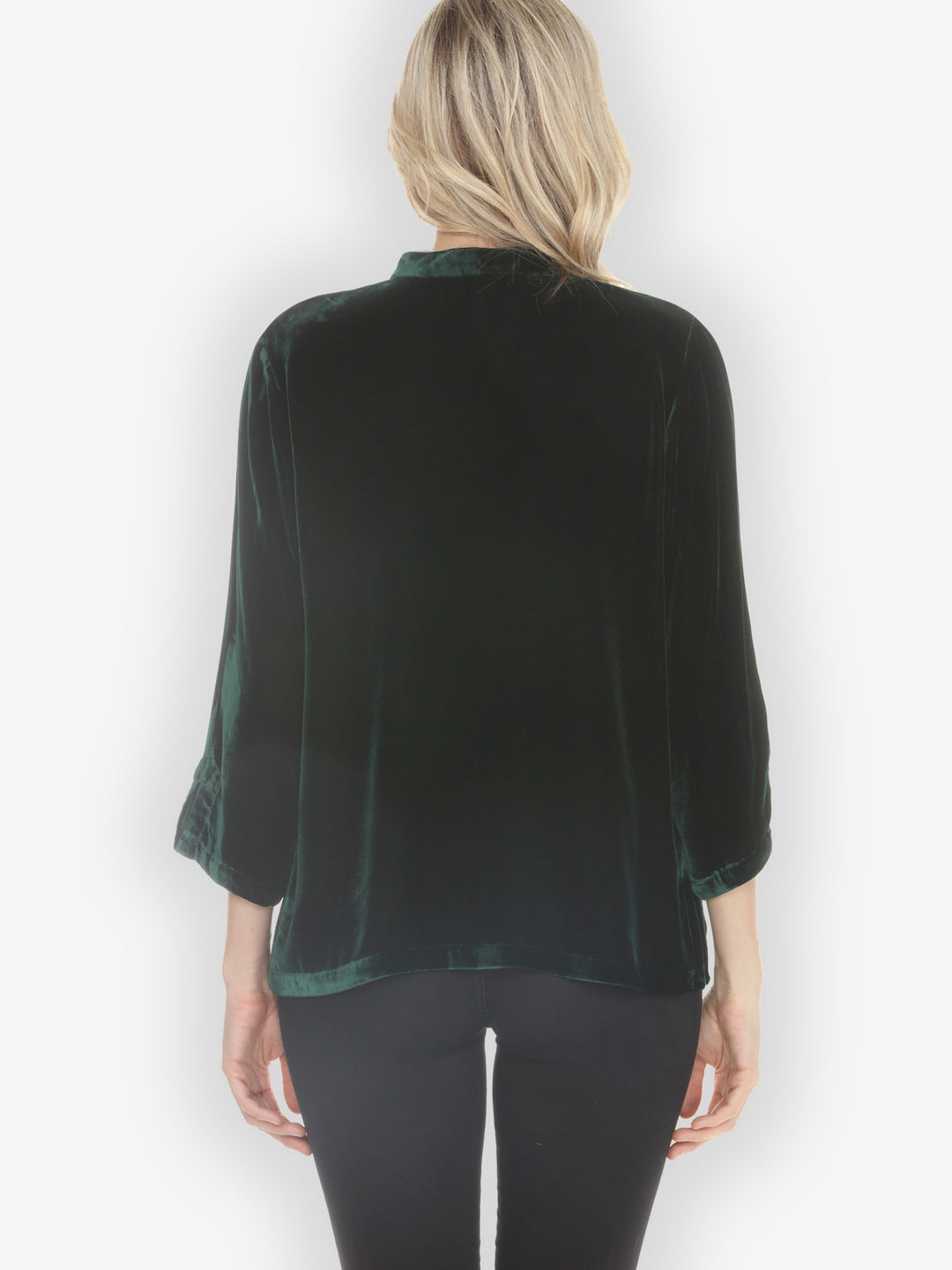 Solid Velvet Dark Forest Green Blouse