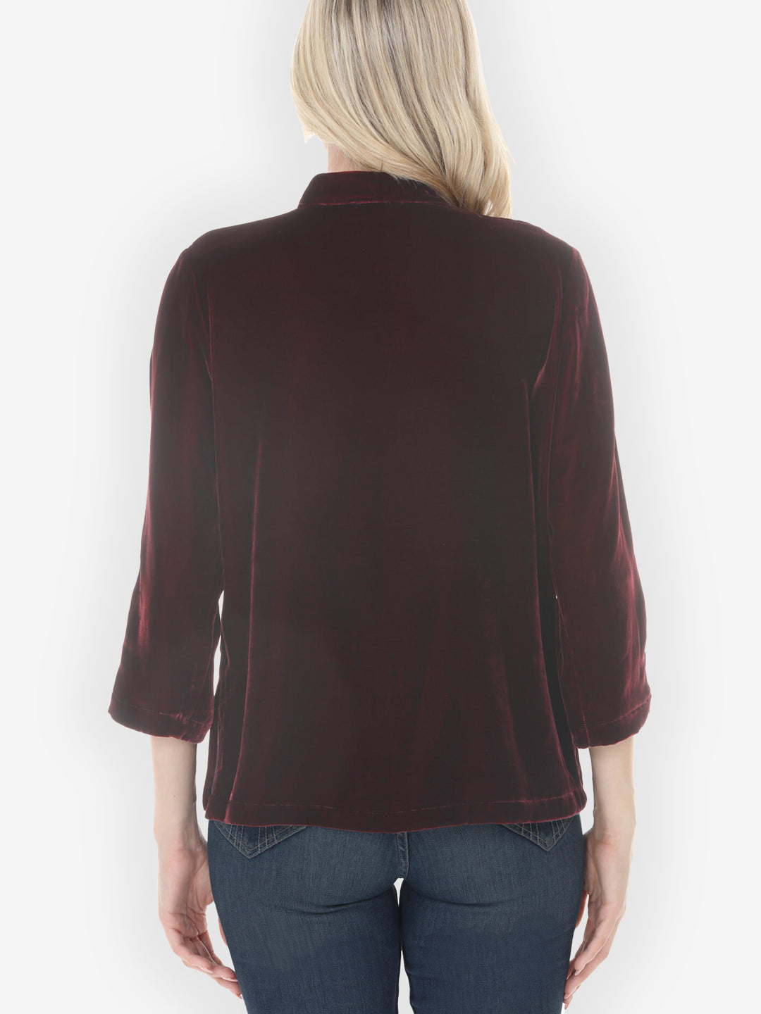 Solid Velvet in Dark Maroon Blouse  - S