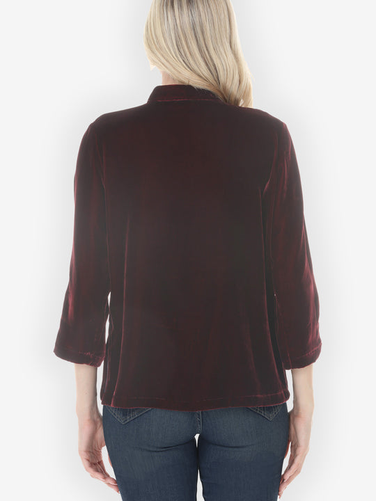 Solid Velvet in Dark Maroon Blouse  - S