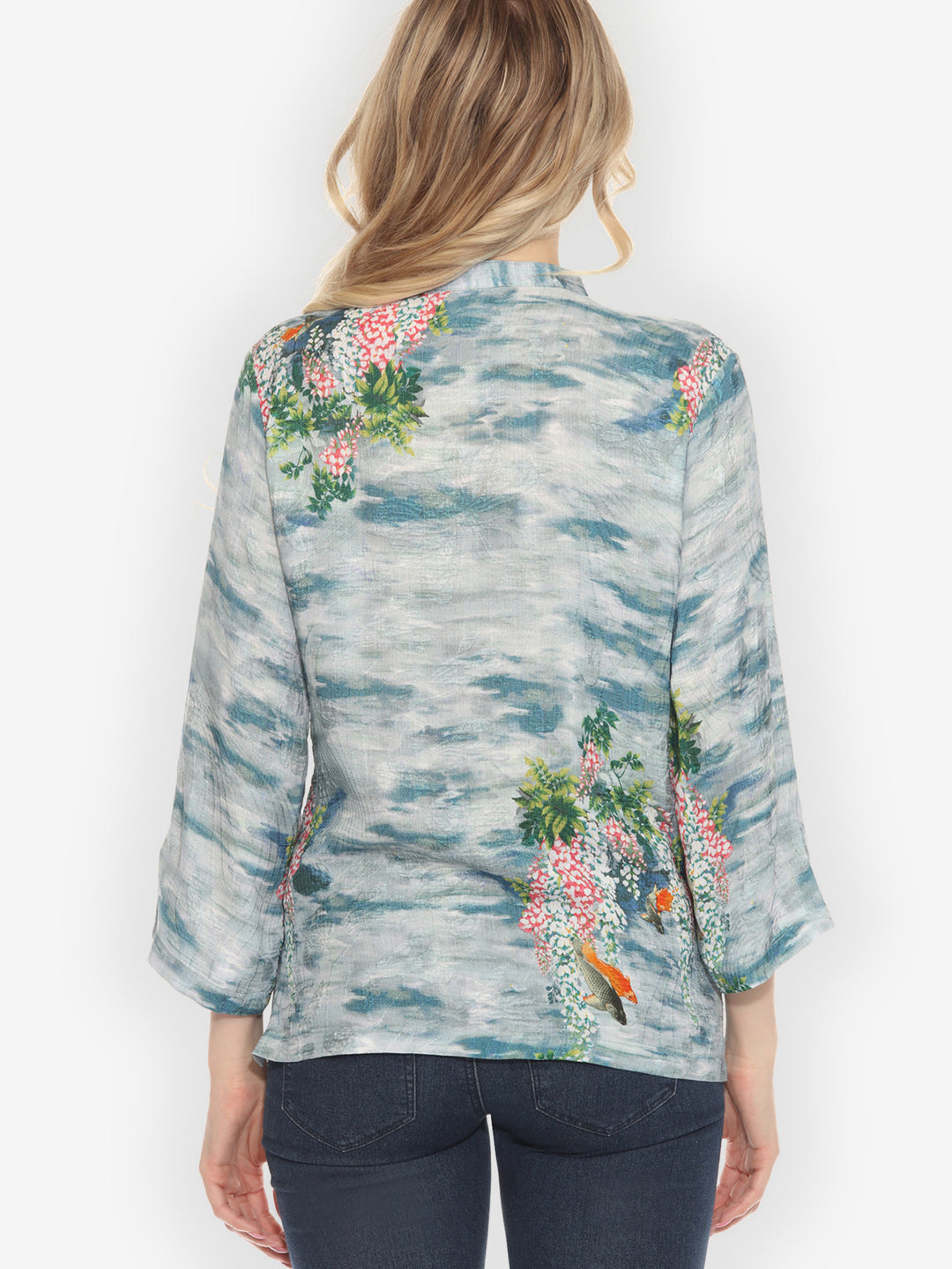 Water and Koi Classic Citron Silk Blouse