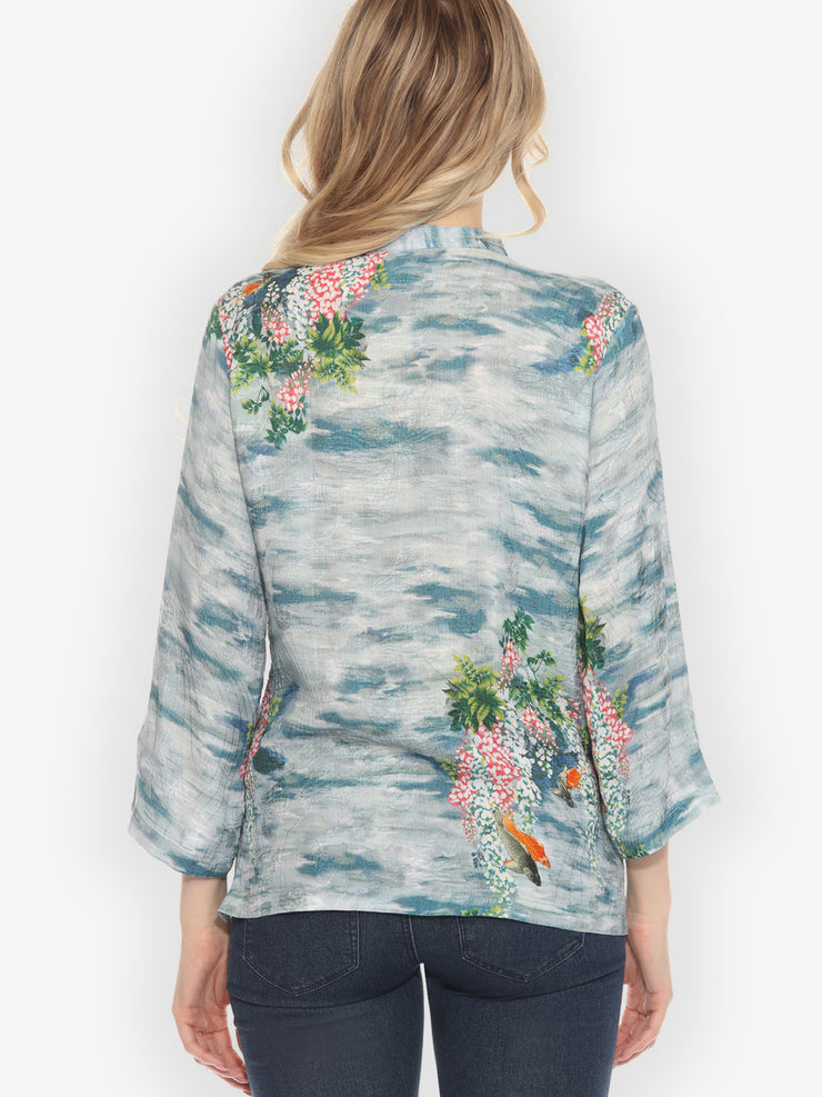 Water and Koi Classic Citron Silk Blouse
