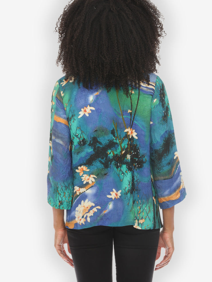 Water Color Blossom Silk Blouse