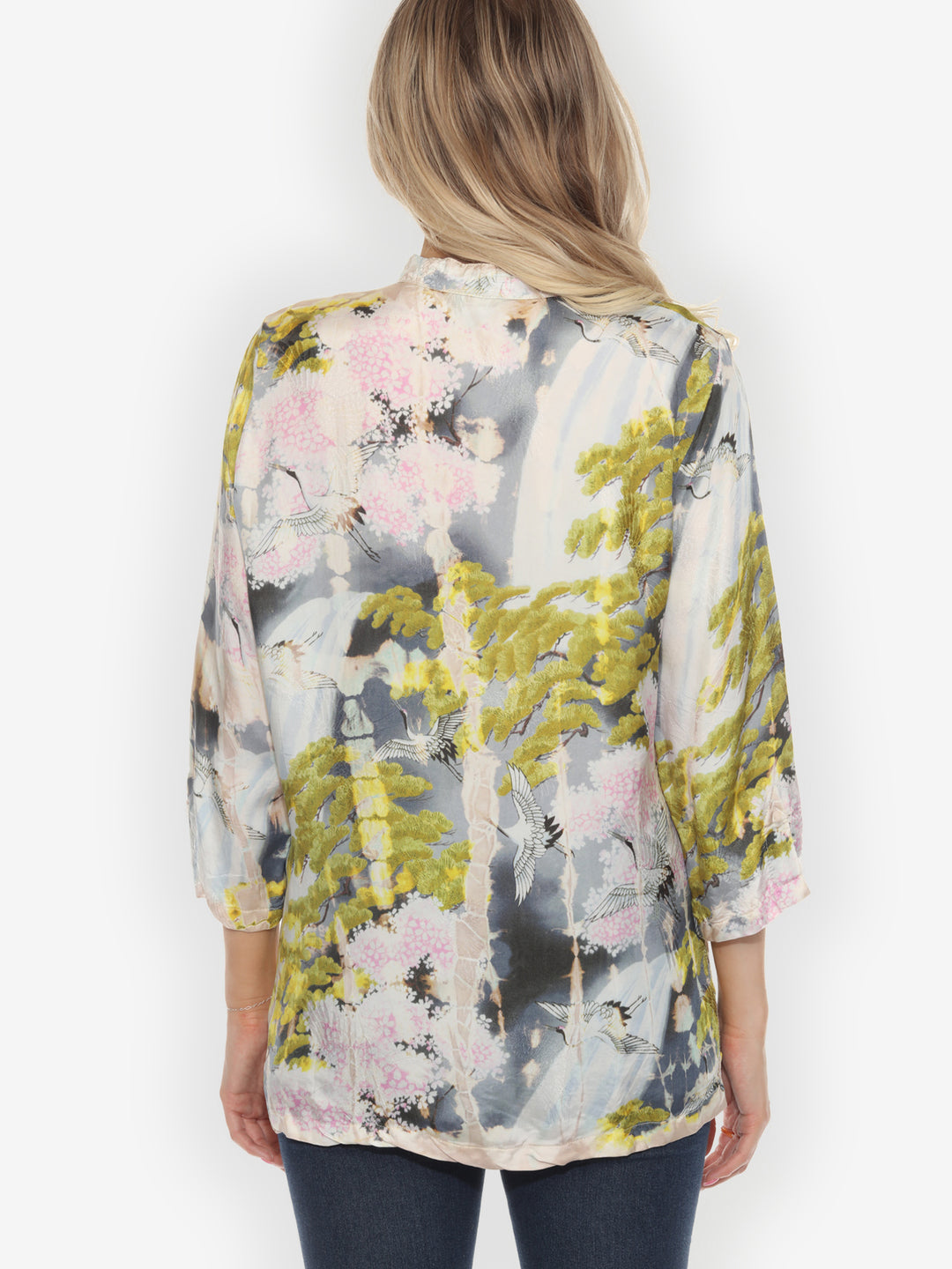 Waterfall Jungle Crane Tie Dye Blouse Type B  - L