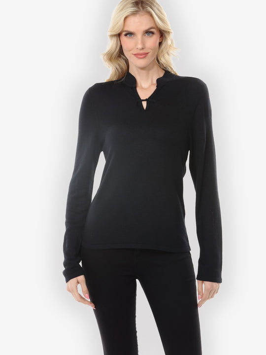 Cashmere Soybean Black Pullover Top