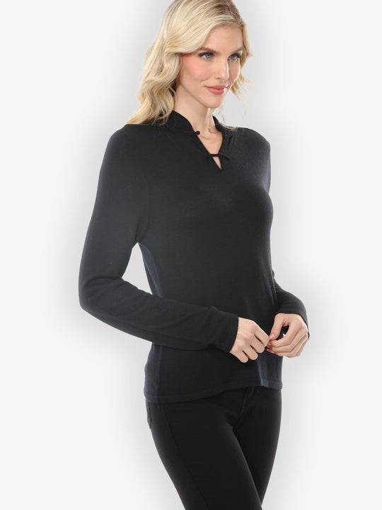 Cashmere Soybean Black Pullover Top