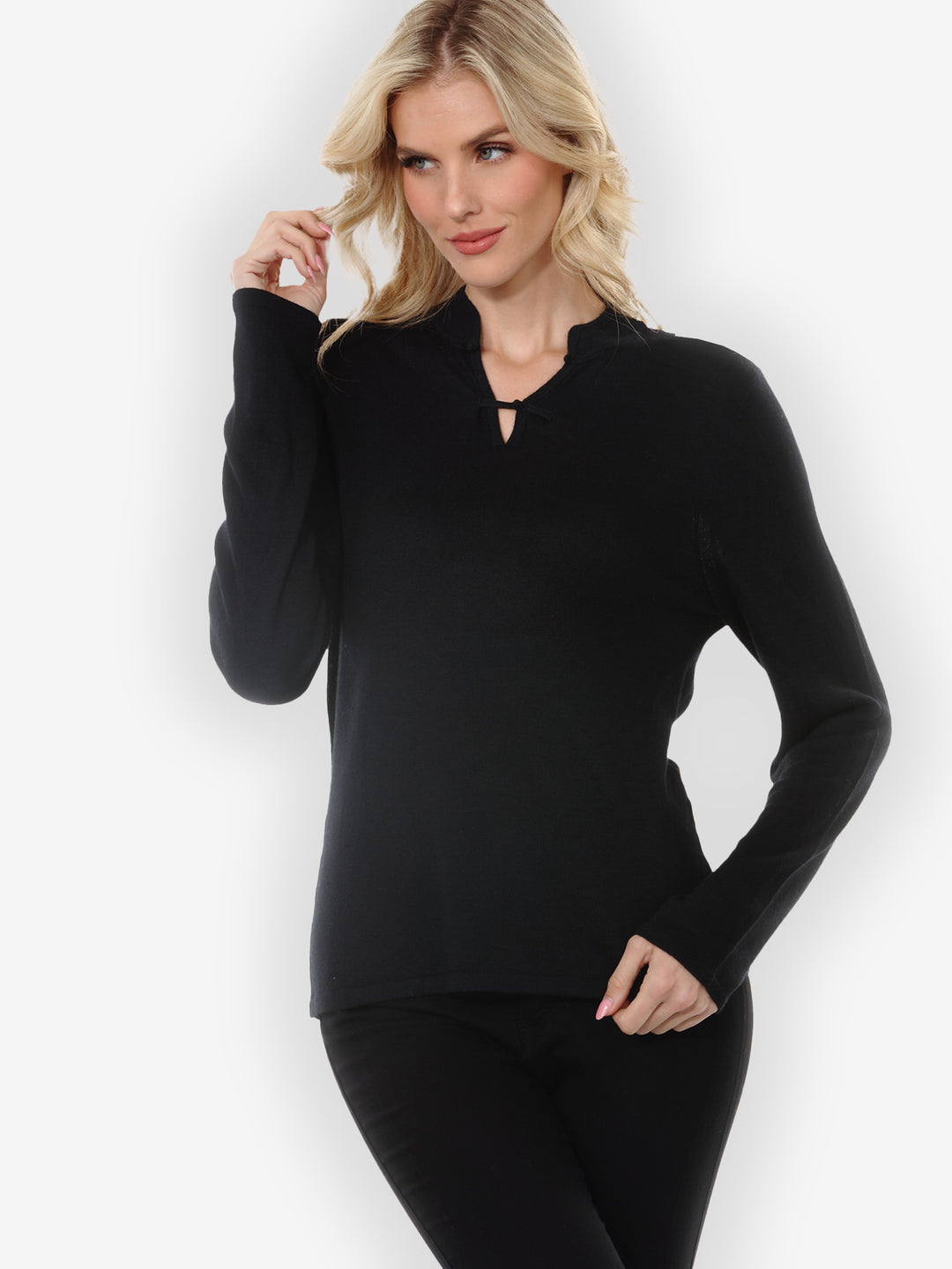 Cashmere Soybean Black Pullover Top