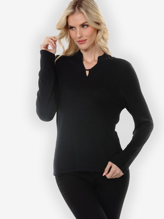 Cashmere Soybean Black Pullover Top