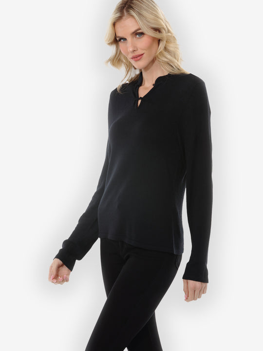 Cashmere Soybean Black Pullover Top