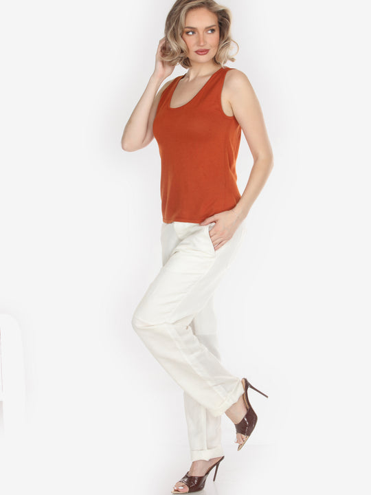 Cashmere Soybean Burnt Orange Tank Top - XS