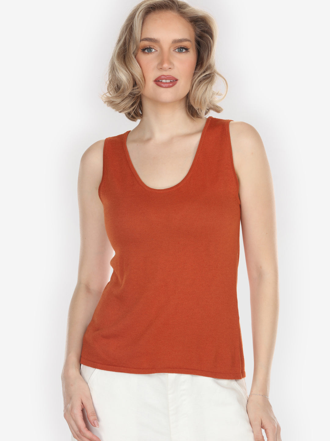 Cashmere Soybean Burnt Orange Tank Top - XS