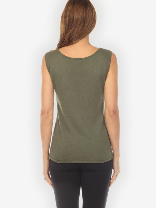 Cashmere Soybean Dark Moss Green Tank Top