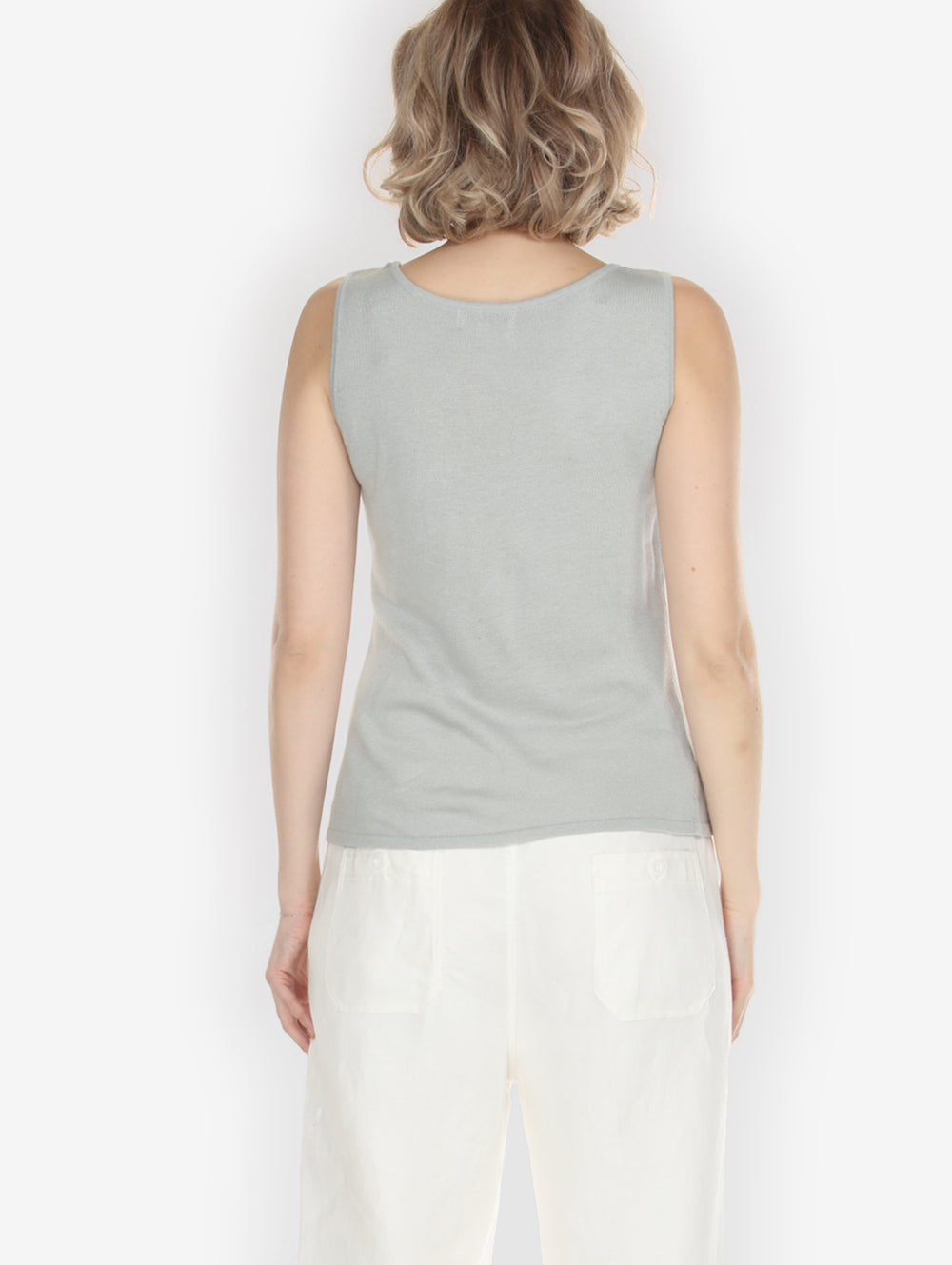 Cashmere Soybean Muted Green Tank Top - XXS