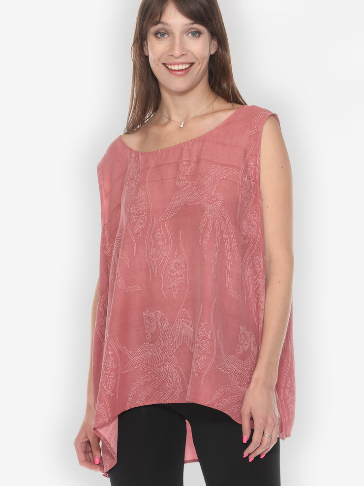 Phoenix Flower Art Silk Tank Top - 3X