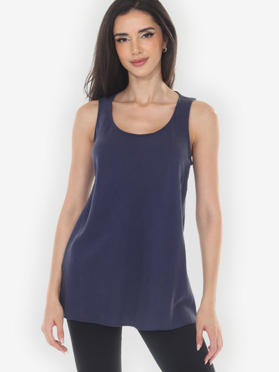 Solid Tencel Blue Tank Top - S