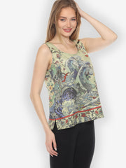 Waves Art Tencel in Cream Tank Top