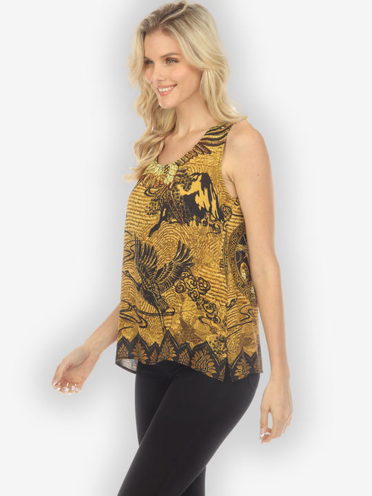 Elegant Crane Design Tank Top