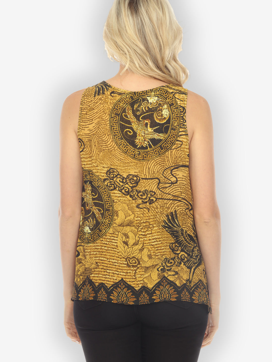 Elegant Crane Design Tank Top